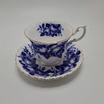 Royal Albert Aristocrat Blue Rose Teacup &amp; Saucer Set Exquisite Floral  Gold Tri - £28.89 GBP