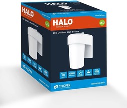 HALO FE 1-Light White LED Outdoor Lantern Sconce w/ Dusk To Dawn - $24.75