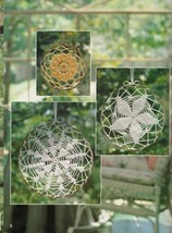 8 Lovely &amp; Lacy Crochet Lace Suncatchers Sunflower Crystals Beams Doily Patterns - £10.38 GBP