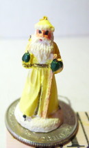 Victorian Santa Claus Yellow Ornament Ceramic Miniature Christmas 1990s vintage - £3.56 GBP