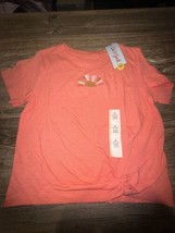 Cat &amp; Jack Girl&#39;s Coral Shirt with Embroidered Sun size small (6-6x). NWT - £5.50 GBP