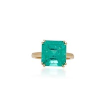 18k Gold Minimalist Cushion Cut Emerald Wedding Dainty Band Engagement Gift Ring - £1,454.05 GBP