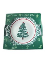 Christmas Tree Star Salad Plates 8&quot; Ceramic Furio FU05 Italy White Red G... - £10.32 GBP