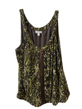Fashion Bug Womens Lacy Tank Top Plus Size  1X  Green Stretch Knit Sequins - £13.99 GBP