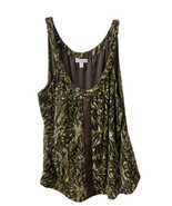 Fashion Bug Womens Lacy Tank Top Plus Size  1X  Green Stretch Knit Sequins - £14.03 GBP