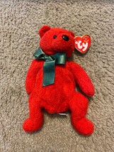 TY Beanie Babies Baby Christmas Bear MISTLETOE with Tag DOB December 18,... - £9.60 GBP