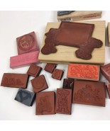 Lot of Vintage Wood and Rubber Stamps Animals Christmas Craft Card Scrap... - $17.78