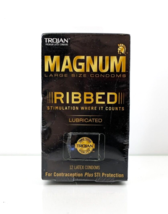 Trojan Magnum Ribbed Large Condoms Premium Lubricated Latex 12 Count Exp 02/2023 - £5.87 GBP