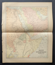 Antique Original 1890 EGYPT Hunt &amp; Eaton Colored Map 13x11 ~ Fisk &amp; Co. - £21.54 GBP