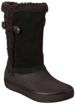 CROCS Women&#39;s Modessa Suede Button Furry Boot Espresso Brown  Lined W6 new - $47.52