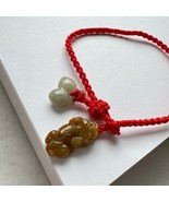 Hand braiding new year red bracelet | lucky jade charm | Natural green j... - $105.00