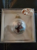 BASS PRO SHOP Toperscot White Round Christmas Ornament w Painted Deer Head Rare - £18.59 GBP