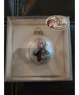 BASS PRO SHOP Toperscot White Round Christmas Ornament w Painted Deer He... - £18.57 GBP