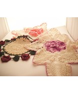 Floral Vintage Crocheted DOILY Shabby Cottagecore CENTERPIECE DOILIES ha... - £11.71 GBP