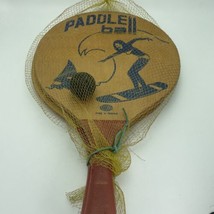Howsco Vintage Paddle Ball Set Surfer Girl Bikini 2 Wood Racquets 16x10 &amp; Ball - £15.19 GBP