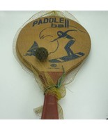 Howsco Vintage Paddle Ball Set Surfer Girl Bikini 2 Wood Racquets 16x10 ... - $19.32