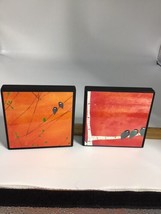 Pair Of Canvas Contemporary Art By Tonya Gray In Solid Wood Frames 4”x 4”x 1&quot; - £18.55 GBP
