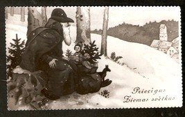 Old Photo of Postcard Christmas New Year Greetings Santa Claus Presents ... - $7.39