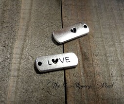 4 Word Charms LOVE Charms Pendants Inspirational Antiqued Silver Tag Valentine&#39;s - £2.17 GBP