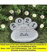 Pet Memorial Garden Stone Personalized NAME YEAR Dog Cat Paw Print Grave... - £28.22 GBP