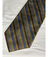 Vintage Robert Talbot Oak Hall Repp Tie Blue Brown Gold Stripes Silk USA... - $14.02 CAD