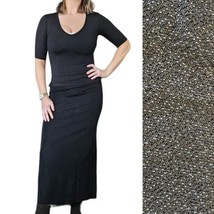 Vintage 90s Black Sparkle Lurex Outfit Skirt Set Maxi Goth XS/S Special ... - £55.96 GBP