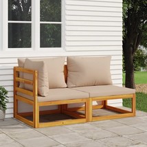 2 Piece Patio Sofa Set with Cushions Solid Wood Acacia - $5,847.95 MXN