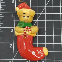 Candy Cane Whisker Mouse Christmas Ornament in Stocking Vintage Dough Type - $14.20