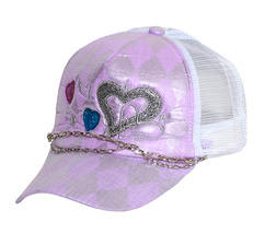 Purple Clover Hearts with Checkered Diamonds Trucker Hat - $12.00