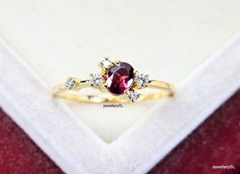Engagement RINGS, Natural garnet gold plated ring, Yellow Gold rings - £25.57 GBP