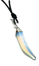 Opalite Sea Opal Necklace Pendant Tooth Point Chakra Argonon Stone Tie Cord - £6.15 GBP