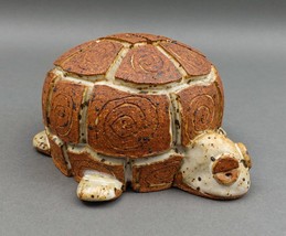 Vintage Signed Studio Art Pottery Turtle Coin Bank Figurine - £152.66 GBP