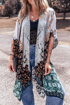 Open Front Printed Half Sleeve Cover Up - $39.95