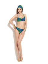 NWT GOTTEX designer swimsuit bikini 8 green blue tropical underwire trop... - $69.99