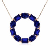 ANGARA Lab-Grown Blue Sapphire Circle of Life Pendant in 14K Gold (7x5mm,5.25Ct) - £2,566.34 GBP