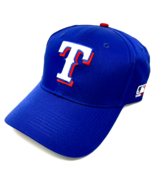 MLB TEXAS RANGERS LOGO BLUE ADJUSTABLE CURVED BILL BASEBALL HAT CAP RETR... - £12.73 GBP