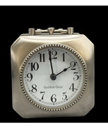 Pottery Barn Golden Gate Square Carriage Alarm Clock Brushed Nickel Travel - $16.69