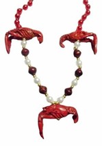 Red 3 Crawfish Mardi Gras Beads Party Favor Necklace - £6.95 GBP