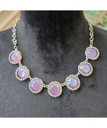 Women Pink Shiny Crystal Statement Silver Tone Chain Necklace with Lobst... - $37.91 CAD