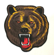 Brown Grizzly Bear Head Large Face 8 Inch Embroidery Patch Dangerous Ani... - £36.77 GBP