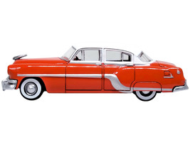 1954 Pontiac Chieftain 4 Door Coral Red w Winter White Top 1/87 HO Scale Diecast - £18.49 GBP