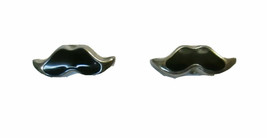 Black And Silver Tone Moustache Stud Post Earrings No Backs Niche Funny Quirky - £3.95 GBP