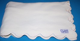 Quiltex Quality Products Ivory Baby Blanket Scalloped Edge Satin Trim 36x42" Vtg - £24.67 GBP