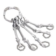 Retro Gothic Male and Female Skeleton Hand Punk Finger Flexible Joint Bead Chain - $14.98