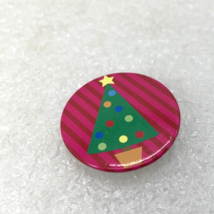 Christmas Tree Pink Holiday Button, Vintage - $7.99