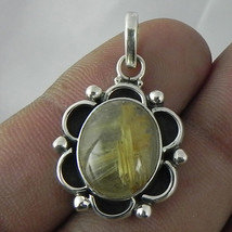 925 Sterling Silver Pendant Necklace Rutile Quartz Handmade Jewelry PS-1897 - £44.61 GBP