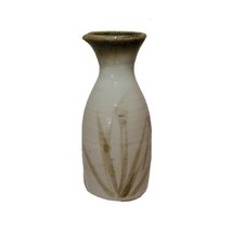 Japanese Sake Pitcher 5&quot; Vintage Tan + Blue Green Drip Glaze Pottery Stoneware - £7.76 GBP