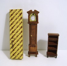 Dollhouse Concord Miniatures 1:12 Vintage Grandfather Clock and Bookcase - £14.12 GBP