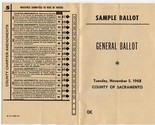 Sample General Ballot 1968 County of Sacramento Nixon Humphrey  - £21.81 GBP