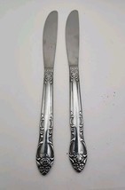 2 Vtg Stainless Steel FLATWARE Butter Knives Ornate Rose Floral Handle J... - £3.78 GBP